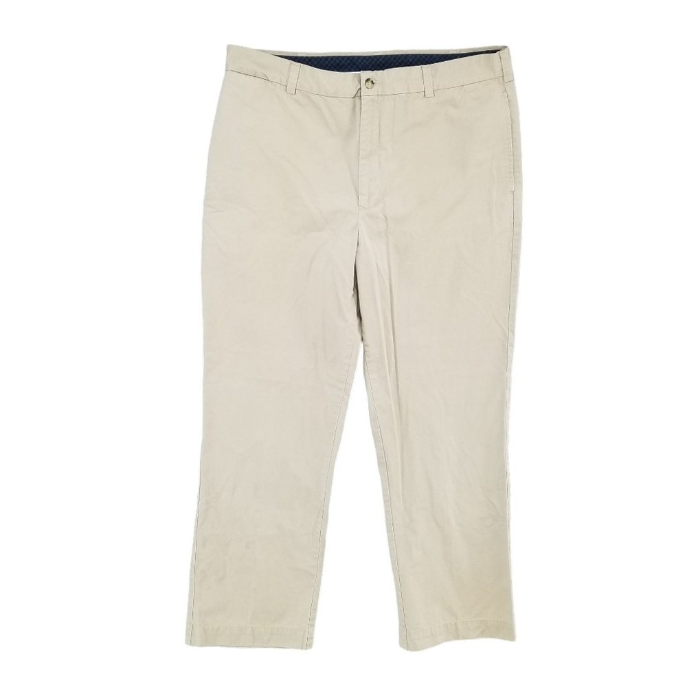 Lyle & Scott Scotland Chino Pants Mens Khaki Flat Front Cotton Sz 38x32 (36x30)
